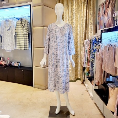 부드러운 꽃나염 7부소매 홈 원피스