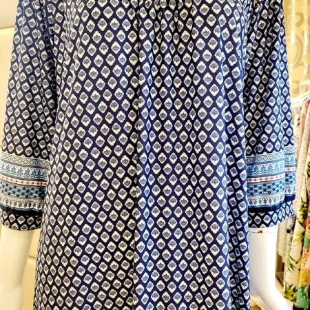 스판 보더나염 7부소매 홈 원피스