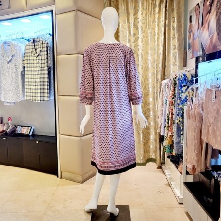 7부소매 스판 보더나염 홈 원피스