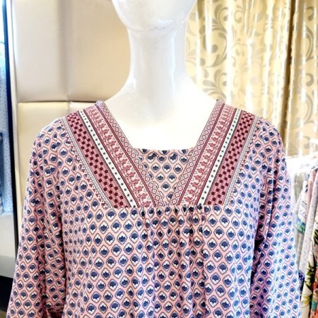 7부소매 스판 보더나염 홈 원피스