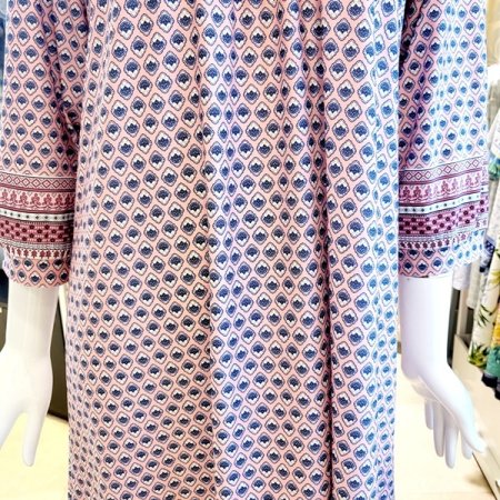 7부소매 스판 보더나염 홈 원피스