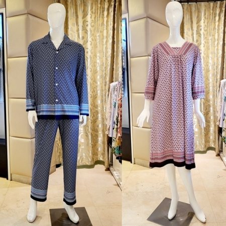 커플 보더나염 스판 홈웨어세트