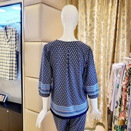 2색택1 보더나염 스판 홈웨어상의