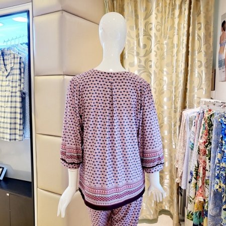 2색택1 보더나염 스판 홈웨어상의