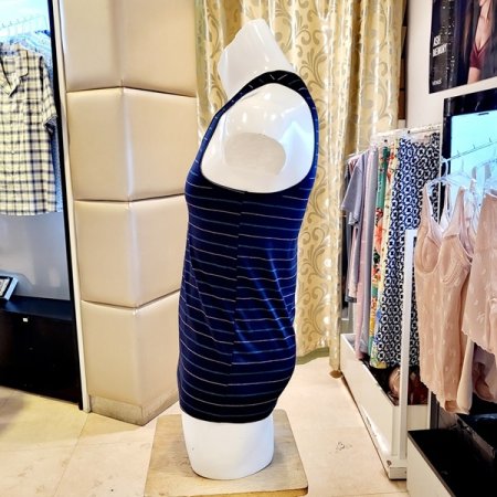 남성 면100 선염 체크 민소매런닝