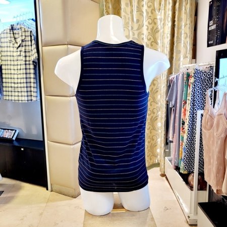 남성 면100 선염 체크 민소매런닝