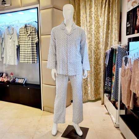 남성 면 이중직 꽃나염 간절기 파자마