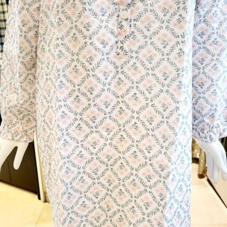 여성 라운드넥 긴팔 원피스 파자마