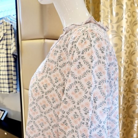 여성 라운드넥 긴팔 원피스 파자마