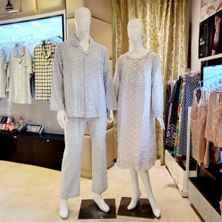 커플 면꽃나염 간절기잠옷 여원피스