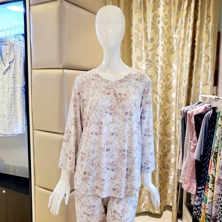 라운드넥 꽃나염 여성 홈웨어상의