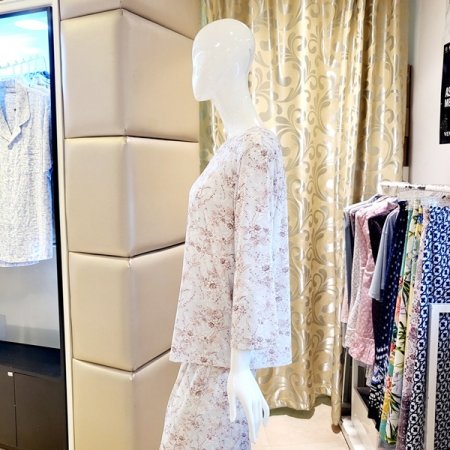 라운드넥 꽃나염 여성 홈웨어상의