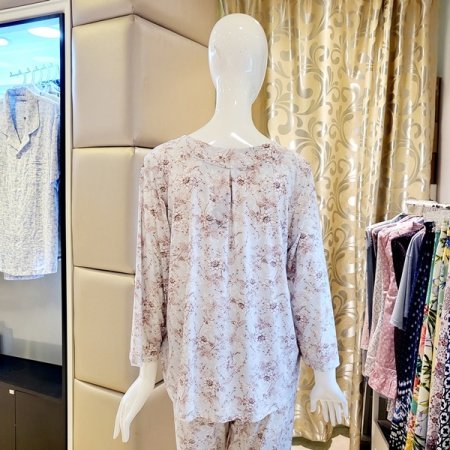 라운드넥 꽃나염 여성 홈웨어상의