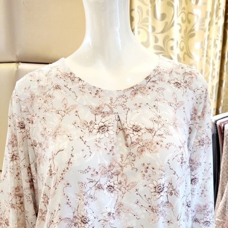 라운드넥 꽃나염 여성 홈웨어상의