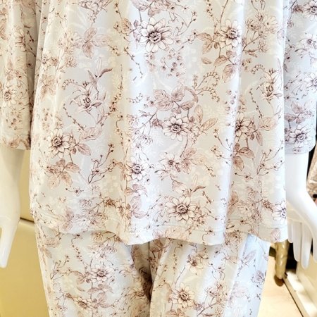 라운드넥 꽃나염 여성 홈웨어상의