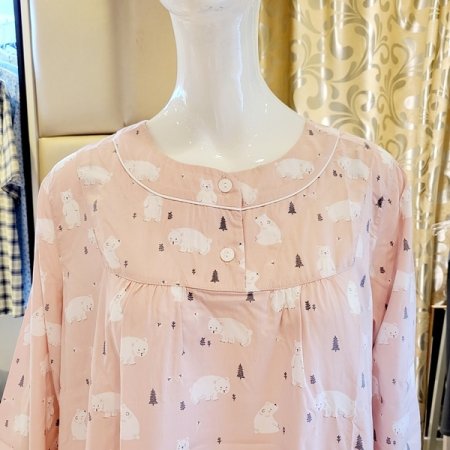 커플 큐티 곰나염 긴팔잠옷 여원피스