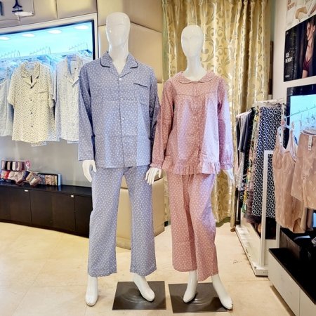 커플 클로버나염 면 파자마세트