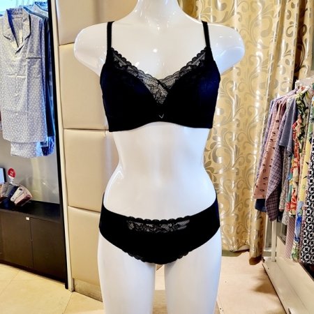 EF컵 애쉬메모리브라 헴팬티세트 블랙