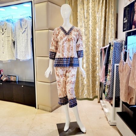 기모가공 꽃보더나염 홈웨어 상하세트