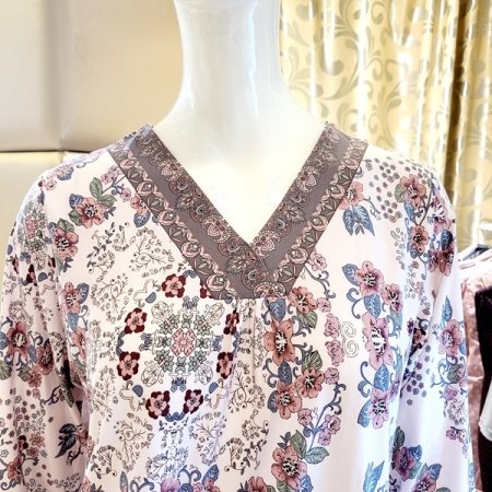 기모가공 꽃보더나염 홈웨어 상하세트