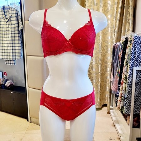 레드 딜라잇패드브라 헴팬티세트