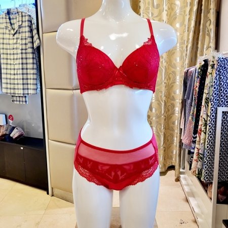 레드 C컵D컵 패드브라 서포트팬티세트