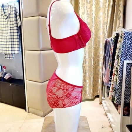 레드 딜라잇패드브라 레이스팬티세트