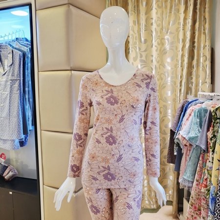 은은한 모달 꽃나염 여성내복상의