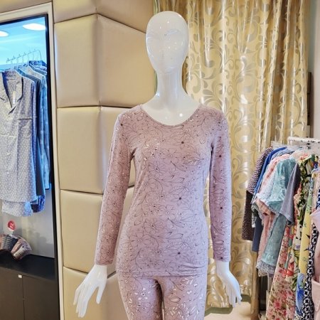 은은한 모달 꽃나염 여성내복상의