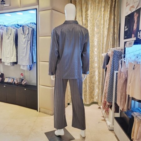 커플 스트라이프 실크필 파자마세트