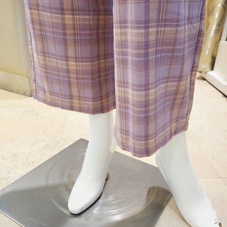 여성 라운드넥 체크 파자마세트