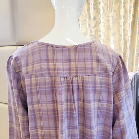 여성 라운드넥 체크 파자마세트