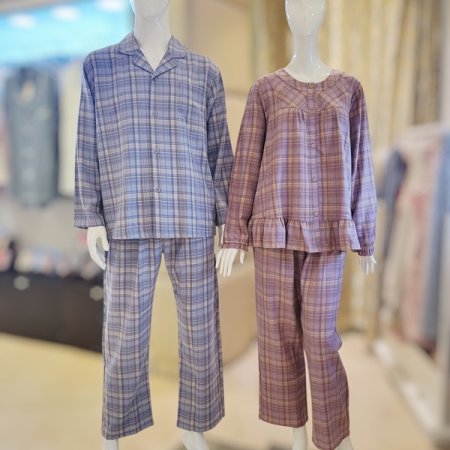 커플 긴팔긴바지 체크 잠옷세트