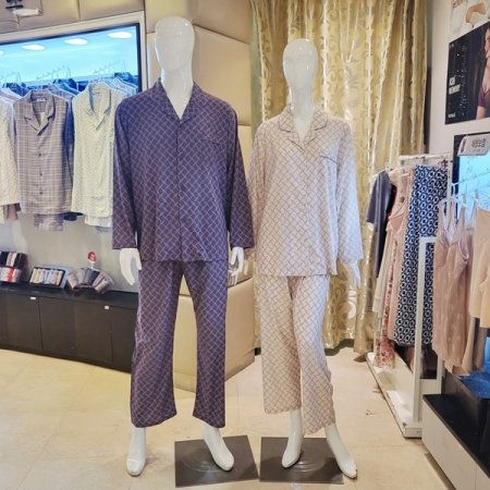 고급 초경량 체인나염 커플 잠옷세트