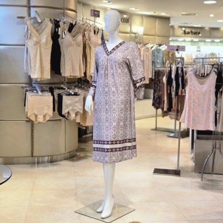 브이넥보더나염 이지웨어 원피스