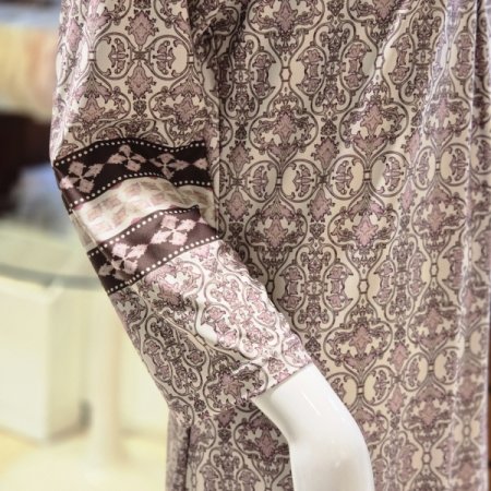 브이넥보더나염 이지웨어 원피스