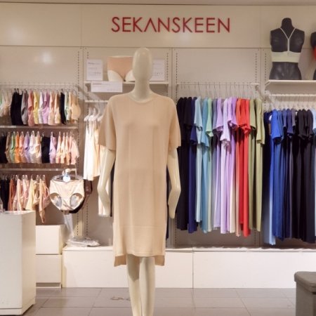 쿨터치 하프슬리브 미디드레스