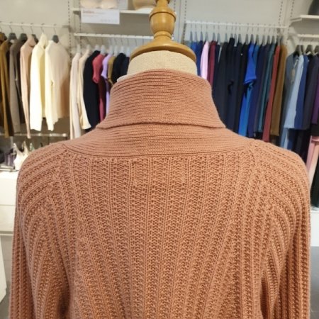 울캐시 허리 벨티드로브형미디가디건