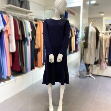 맘스킨 코튼 퍼프소매 루즈핏 롱드레스