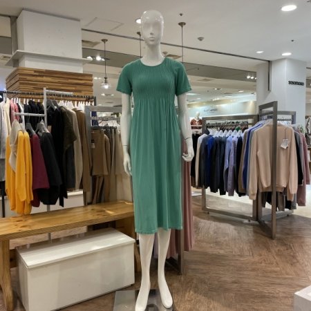 모달 스마킹 하프슬리브 롱드레스