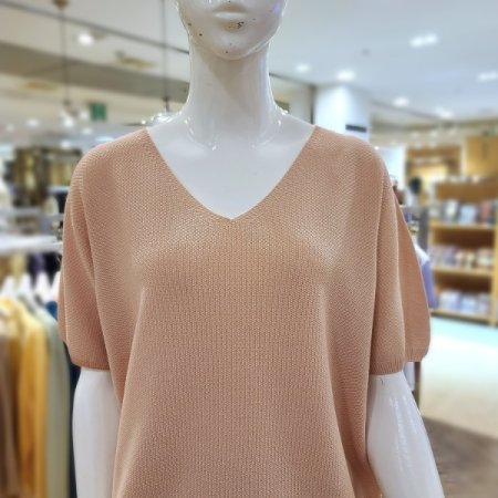 에어니트 V넥 반팔티셔츠