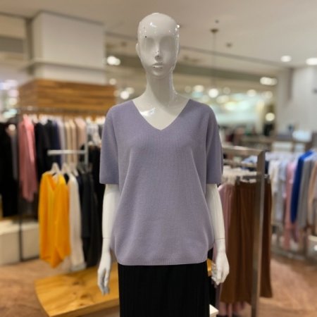 에어니트 V넥 반팔티셔츠