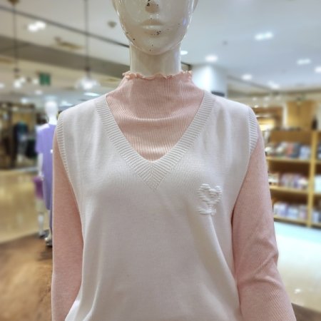 하트자수V넥니트베스트2color