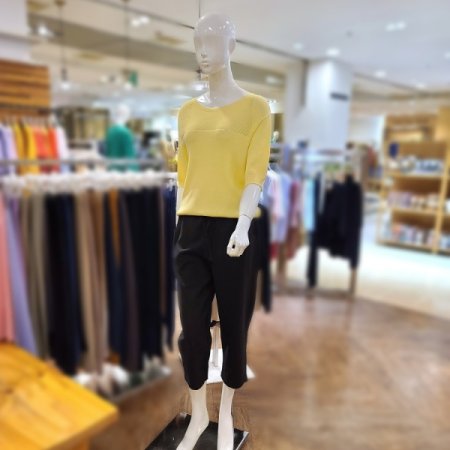 조직변형라운드탑린넨9부밴딩팬츠