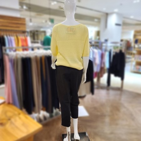 조직변형라운드탑린넨9부밴딩팬츠