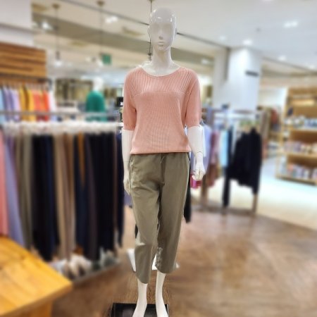 조직변형라운드탑린넨9부밴딩팬츠