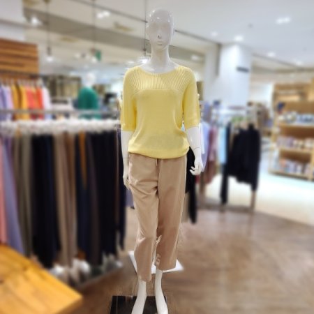 조직변형라운드탑린넨9부밴딩팬츠