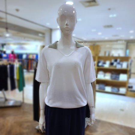 비스코스카라배색니트티셔츠