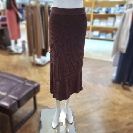 캐시혼용케이블조직A라인롱스커트