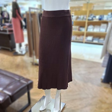 캐시혼용케이블조직A라인롱스커트